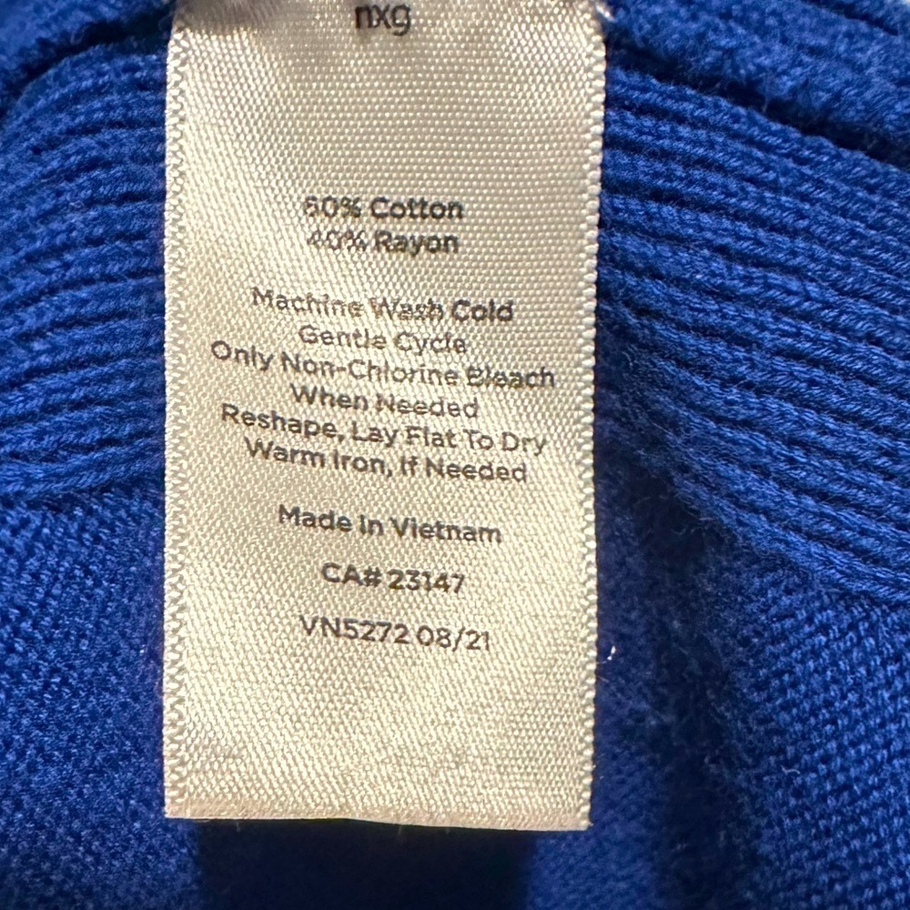 Talbots Blue V-Neck Cardigan button down sweater Petite Large cotton blend - Picture 5 of 10